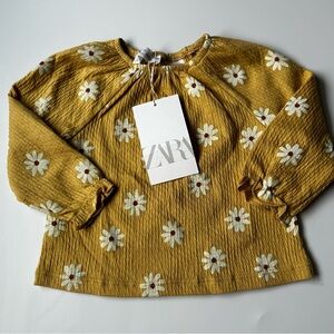Zara Mustard Floral Blouse